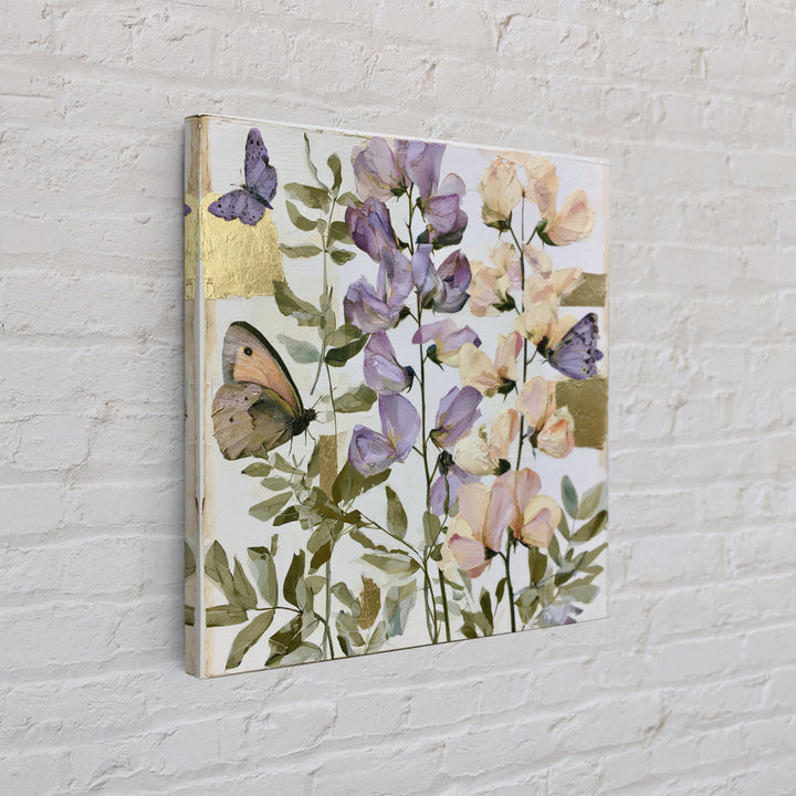 Botanical Collage with Butterflies and Old Paper Canvas Print, Eclectic Art, Digital Prints, Living Room Decor, Eclectic, ECL-1x1-61