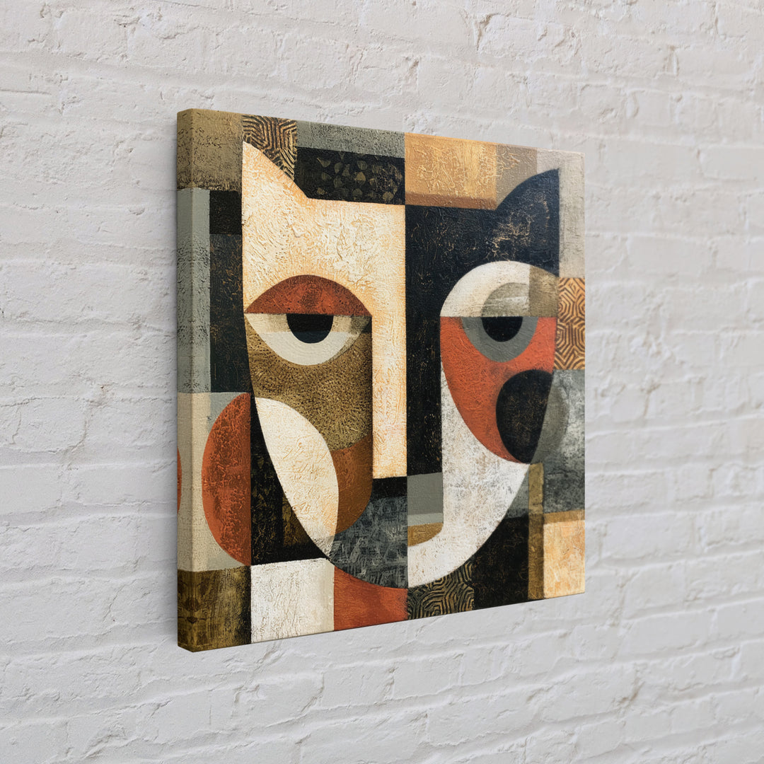 Abstract Mask with Playful Textures Framed Canvas Print, Eclectic Art, Printable Art, Living Room Decor, Fine Art, Eclectic, ECL-1x1-68