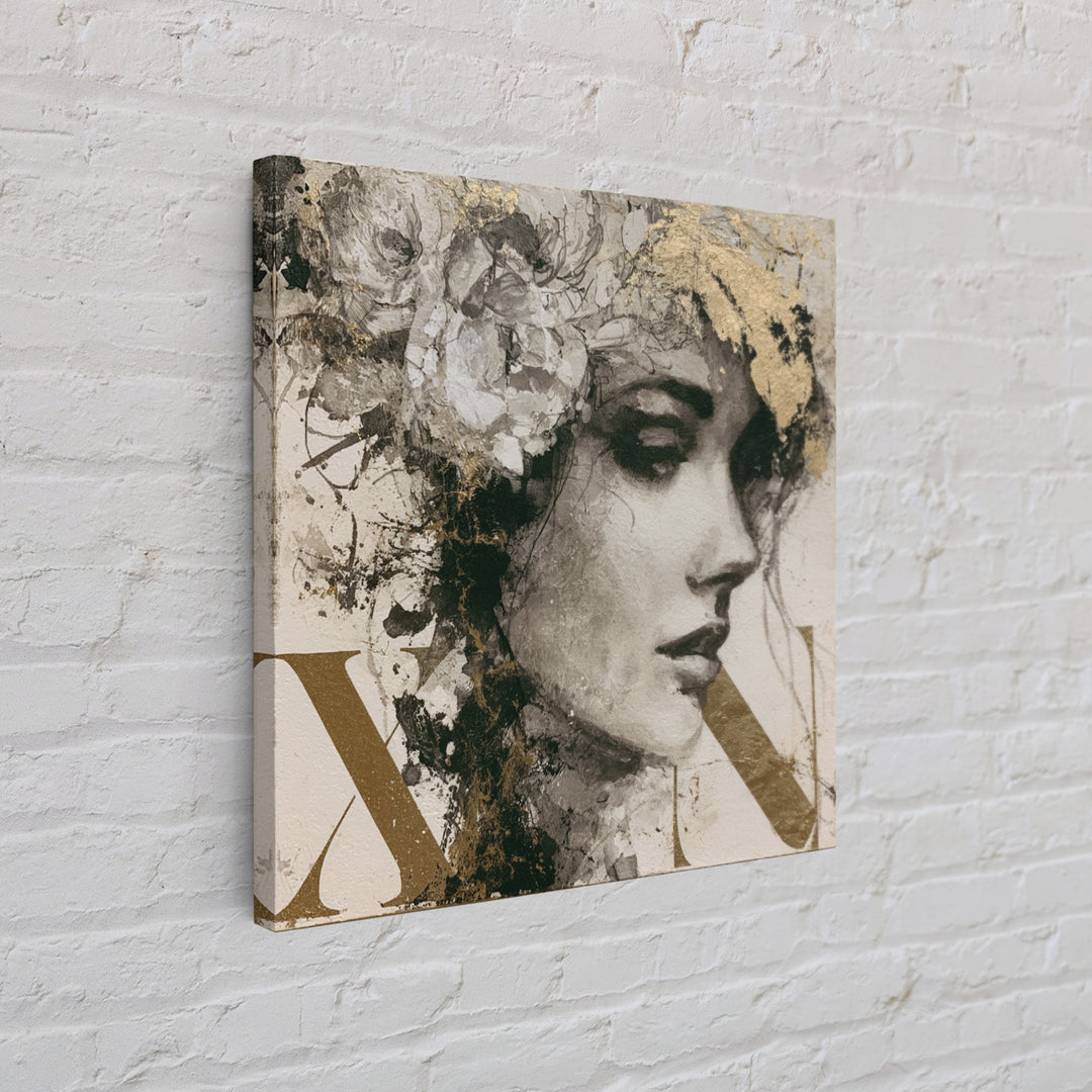 Mixed Media Woman Framed Canvas Print, Eclectic Art, Art Print, Living Room Decor, Oil Painting, Eclectic, Portrait, ECL-1x1-8