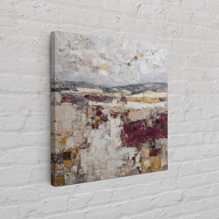 Naive Cityscape with Patterned Windows Framed Canvas Print, Eclectic Art, Boho Wall Art, Living Room Decor, Abstract Art, ECL-1x1-84