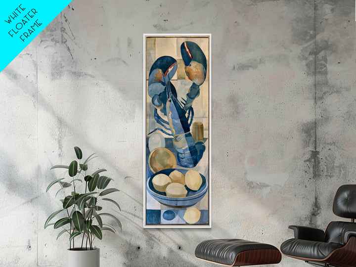 Unexpected Lobster and Lemons Still Life Framed Canvas Print, Eclectic Art, Living Room Decor, Oil Painting, Eclectic, ECL-1x3-30
