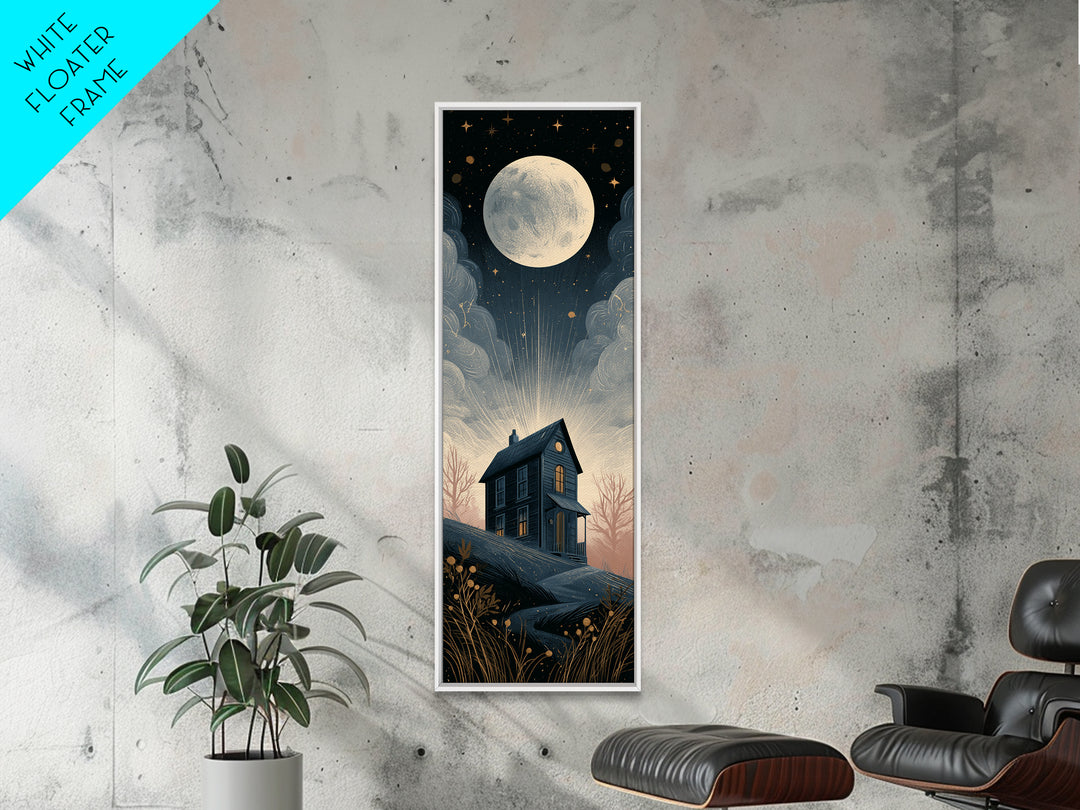 Folk Art House Canvas Print, Eclectic Art, Minimalist Decor, Living Room Decor, Fine Art, Eclectic, Printable Wall Art, ECL-1x3-43