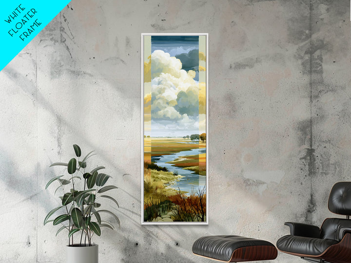 Playful Checkerboard Landscape Framed Canvas Print, Eclectic Art, Large Wall Art, Living Room Decor, Fine Art, Eclectic, ECL-1x3-45