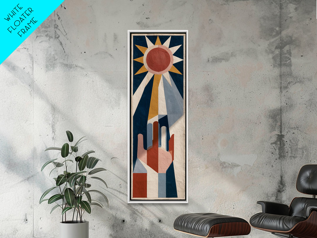 Geometric Sun and Hand Motif Canvas Print, Eclectic Art, Digital Prints, Living Room Decor, Fine Art, Eclectic, Original Art, ECL-1x3-51