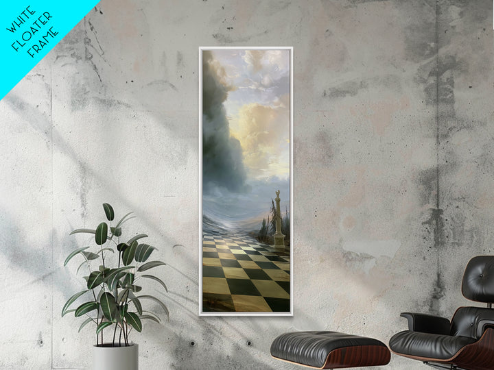 Playful Checkerboard Landscape Framed Canvas Print, Eclectic Art, Large Wall Art, Living Room Decor, Fine Art, Eclectic, ECL-1x3-69