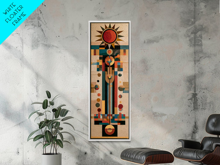 Geometric Sun and Hand Motif Framed Canvas Print, Eclectic Art, Wall Art Prints, Living Room Decor, Fine Art, Eclectic, ECL-1x3-75