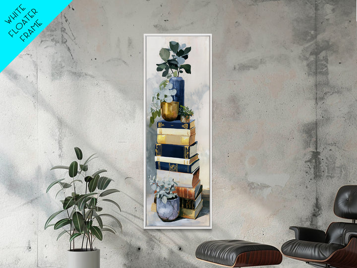Colorful Book and Plant Still Life Framed Canvas Print, Eclectic Art, Art Print, Living Room Decor, Fine Art, Eclectic, ECL-1x3-83