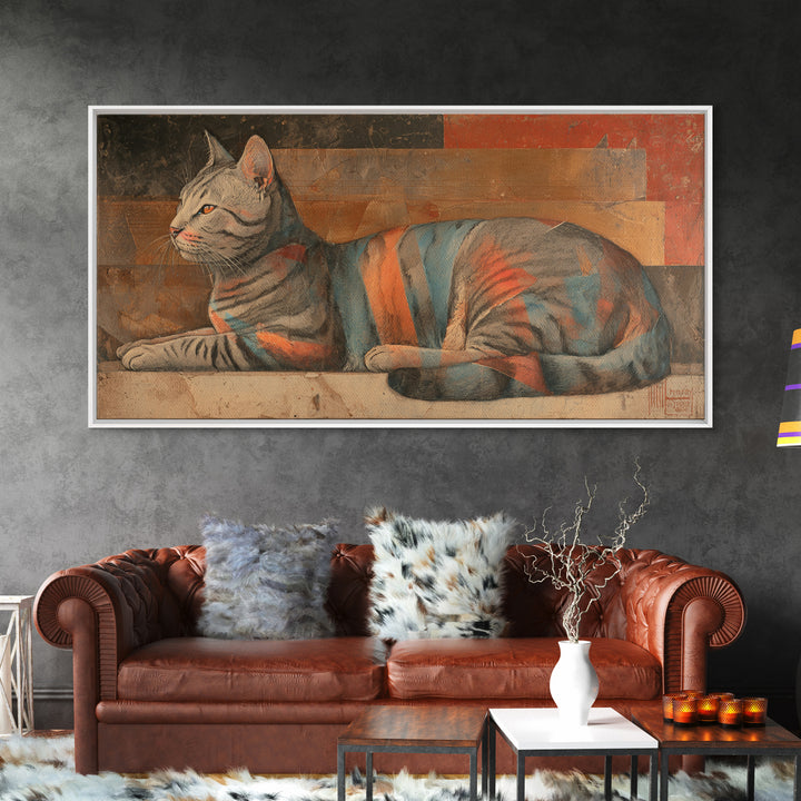 Abstract Mask with Playful Textures Framed Canvas Print, Eclectic Art, Fine Art Print, Living Room Decor, Abstract Art, ECL-2x1-16