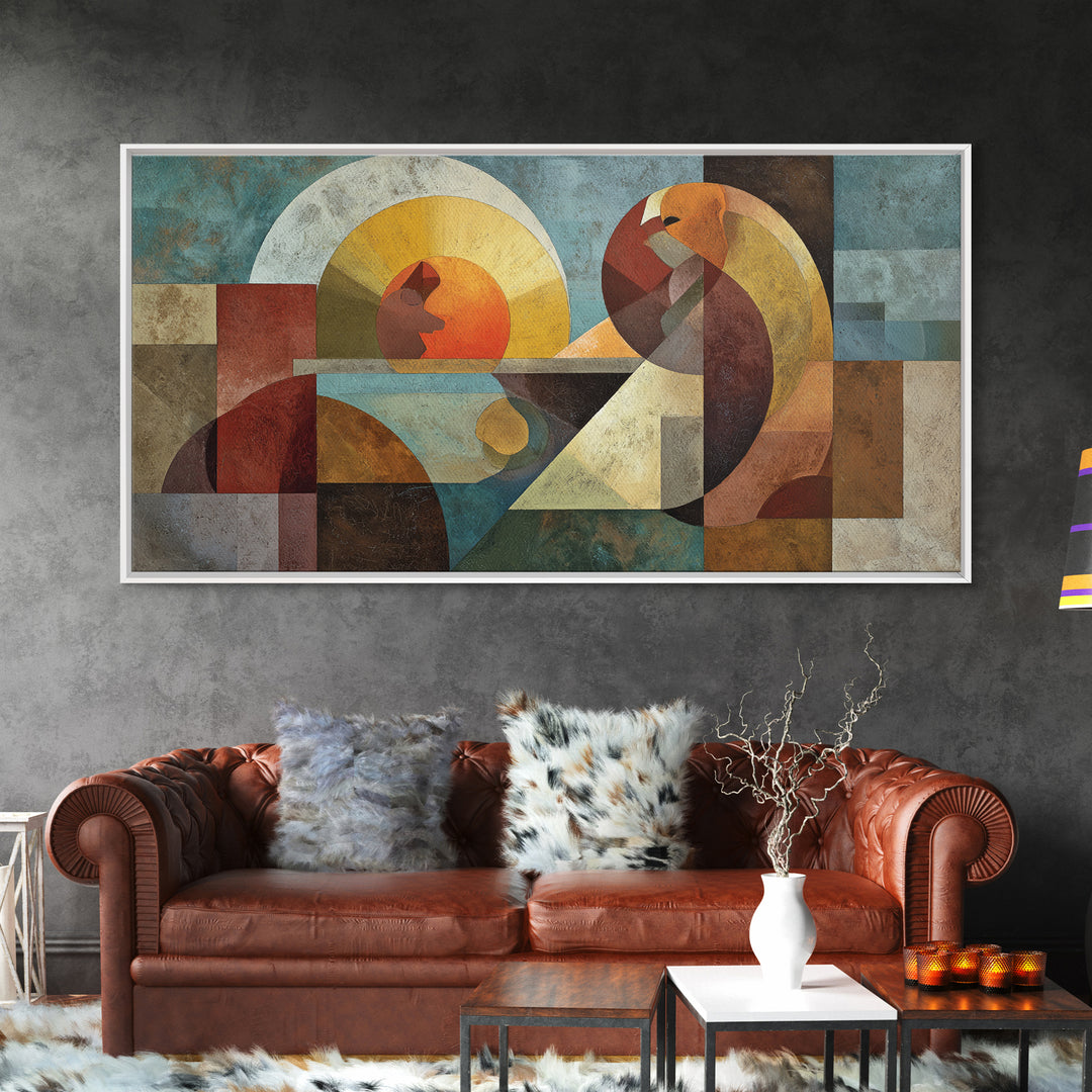 Playful Checkerboard Landscape Framed Canvas Print, Eclectic Art, Printable Art, Living Room Decor, Fine Art, Eclectic, ECL-2x1-29