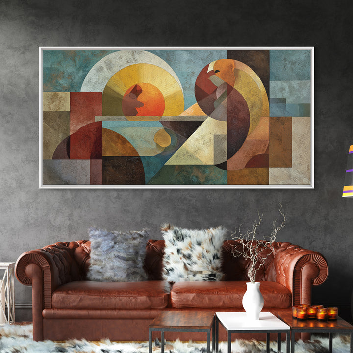 Playful Checkerboard Landscape Framed Canvas Print, Eclectic Art, Printable Art, Living Room Decor, Fine Art, Eclectic, ECL-2x1-29