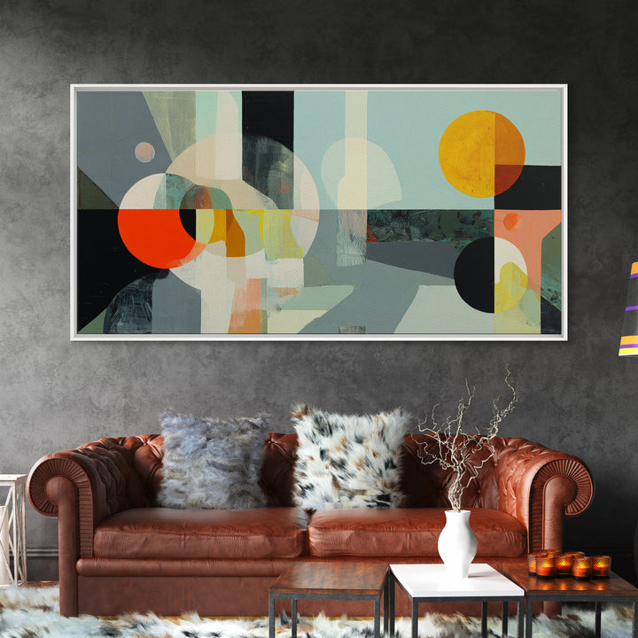 Geometric Sun and Hand Motif Framed Canvas Print, Eclectic Art, Digital Prints, Living Room Decor, Abstract Art, Eclectic, ECL-2x1-35