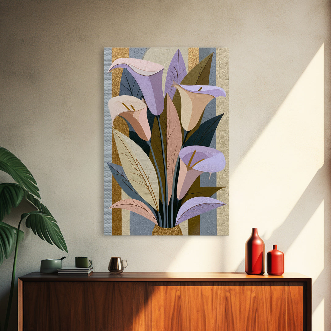Retro Futurist Vase of Flowers Framed Canvas Print, Eclectic Art, Printables, Living Room Decor, Eclectic, Boho Wall Art, ECL-2x3-18