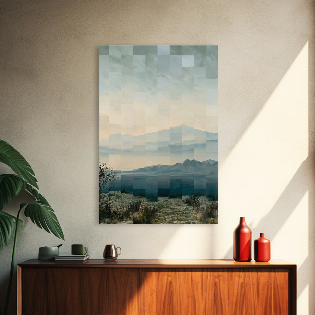 Playful Checkerboard Landscape Framed Canvas Print, Eclectic Art, Dopamine Decor, Living Room Decor, Fine Art, Eclectic, ECL-2x3-41