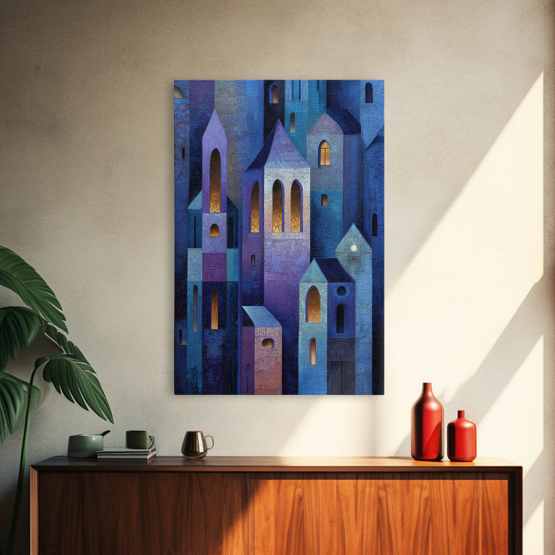 Bohemian Patchwork Landscape Framed Canvas Print, Eclectic Art, Boho, Living Room Decor, Fine Art, Eclectic, Unique Wall Art, ECL-2x3-56