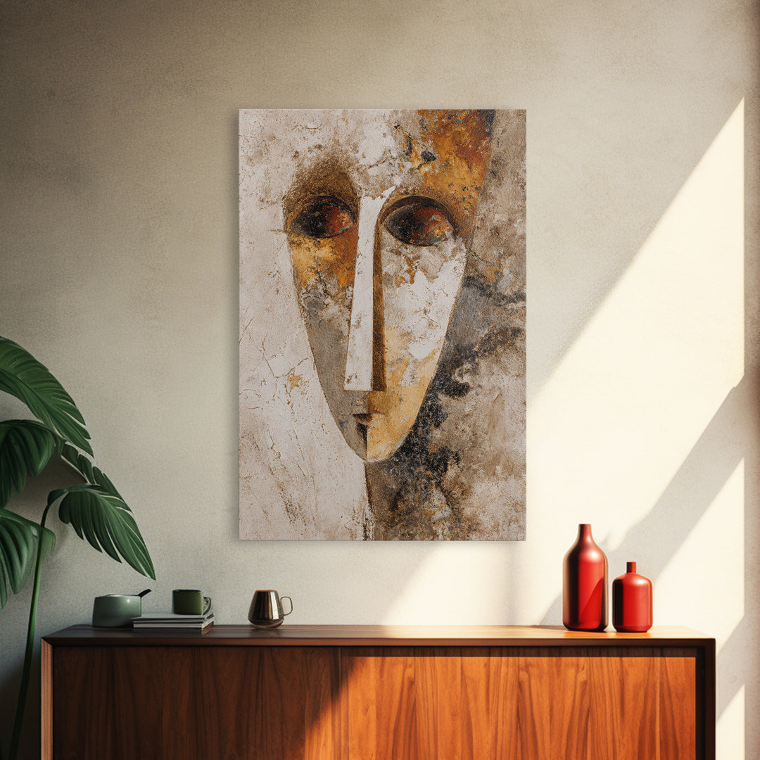 Surreal Portrait with Mismatched Patterned Clothing Canvas Print, Eclectic Art, Printable Art, Living Room Decor, Eclectic, ECL-2x3-58