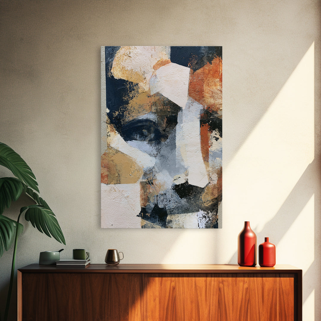 Abstract Mask with Playful Textures Framed Canvas Print, Eclectic Art, Art, Living Room Decor, Abstract Art, Eclectic, ECL-2x3-76
