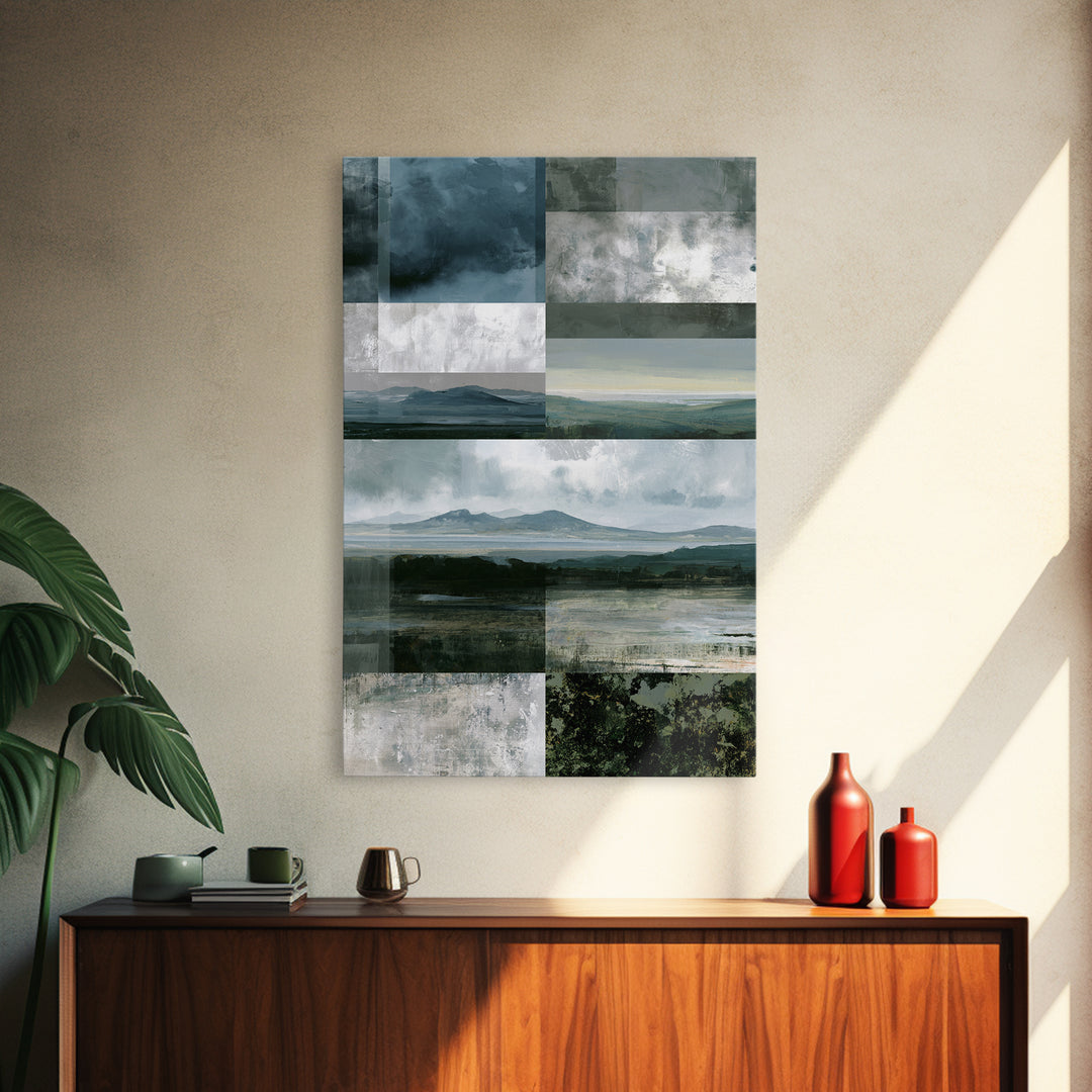 Bohemian Patchwork Landscape Framed Canvas Print, Eclectic Art, Room Decor, Living Room Decor, Fine Art, Eclectic, Artwork, ECL-2x3-8