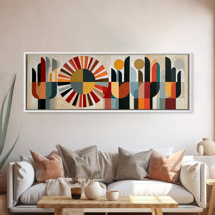 Geometric Sun and Hand Motif Canvas Print, Eclectic Art, Room Decor, Living Room Decor, Eclectic, Artwork, Original Art, ECL-3x1-31