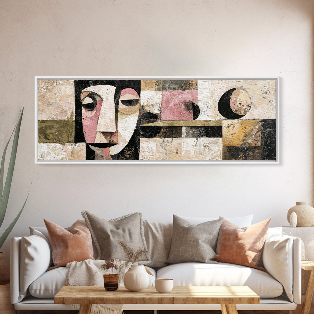 Abstract Mask with Playful Textures Canvas Print, Eclectic Art, Modern Decor, Living Room Decor, Fine Art, Eclectic, Wall Decor, ECL-3x1-36