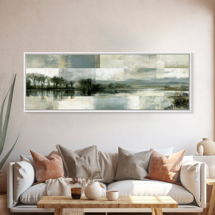 Bohemian Patchwork Landscape Canvas Print, Eclectic Art, Fine Art Print, Living Room Decor, Oil Painting, Eclectic, ECL-3x1-40