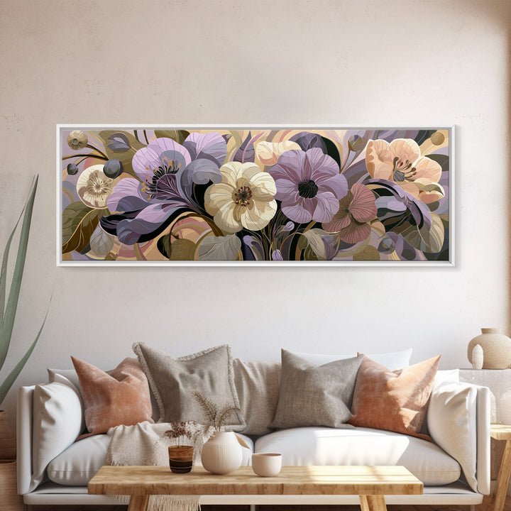 Retro Futurist Vase of Flowers Framed Canvas Print, Eclectic Art, Gallery Decor, Living Room Decor, Fine Art, Eclectic, ECL-3x1-74