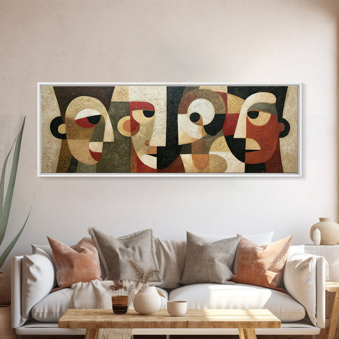 Abstract Mask with Playful Textures Framed Canvas Print, Eclectic Art, Digital Art, Living Room Decor, Abstract Art, Eclectic, ECL-3x1-84