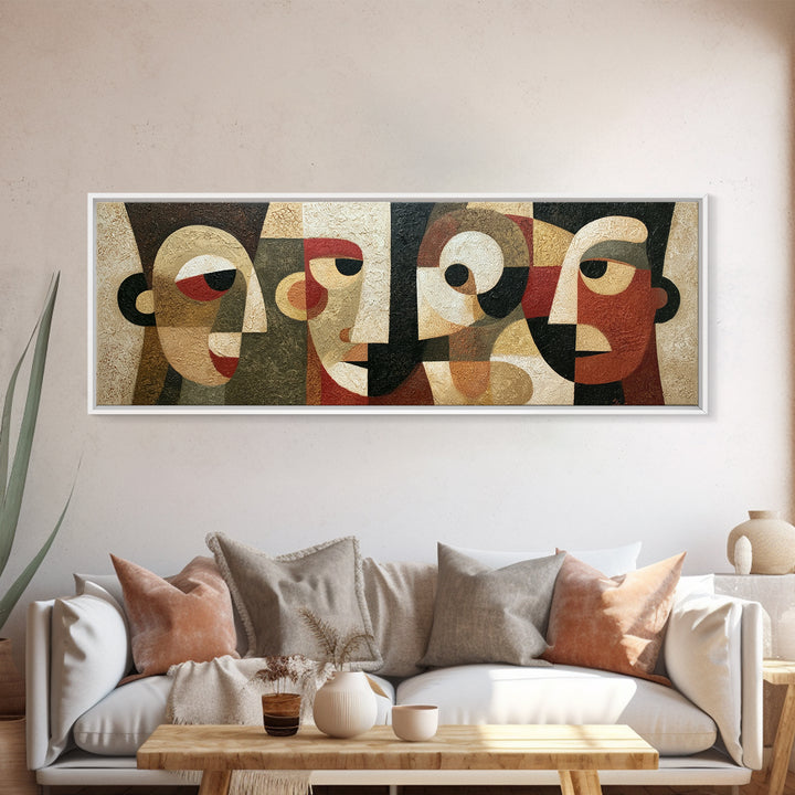 Abstract Mask with Playful Textures Framed Canvas Print, Eclectic Art, Digital Art, Living Room Decor, Abstract Art, Eclectic, ECL-3x1-84