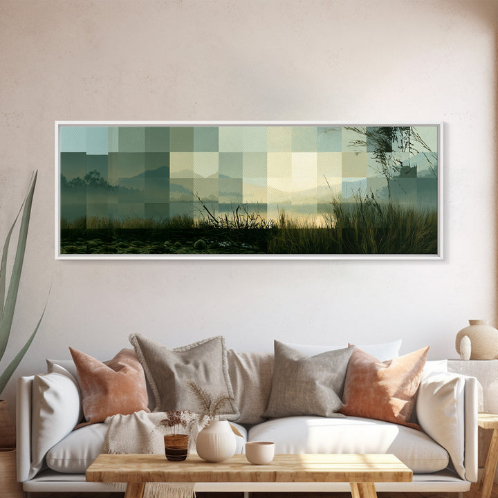 Playful Checkerboard Landscape Canvas Print, Eclectic Art, Printable, Living Room Decor, Fine Art, Eclectic, Printable Art, ECL-3x1-97