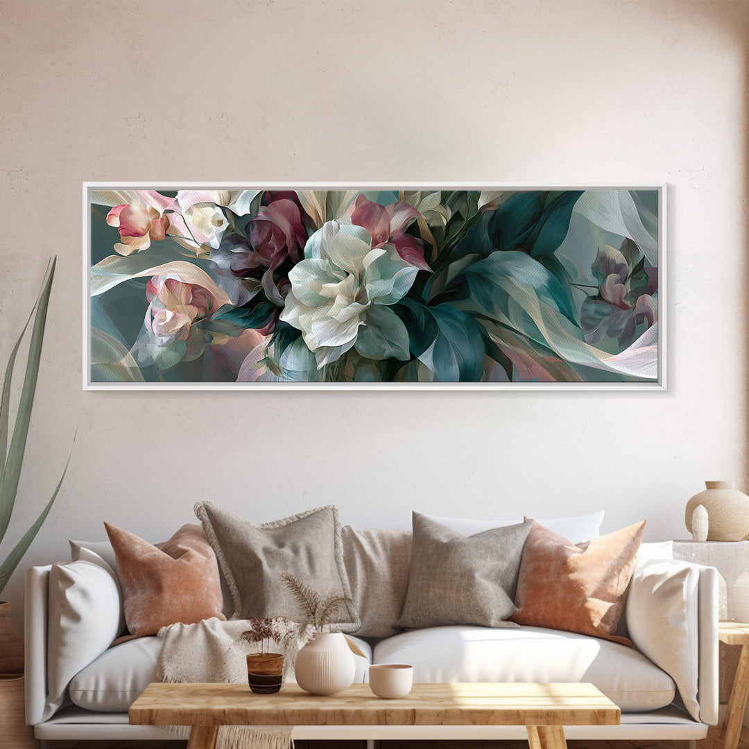 Retro Futurist Vase of Flowers Canvas Print, Eclectic Art, Luxury Decor, Living Room Decor, Oil Painting, Eclectic, Art Print, ECL-3x1-98