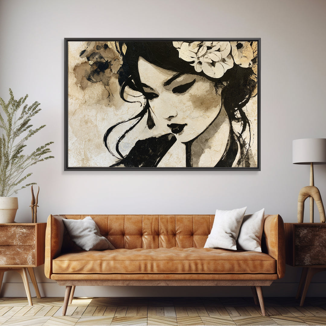 Mixed Media Woman Canvas Print, Eclectic Art, Wall Art, Living Room Decor, Oil Painting, Eclectic, Printables, ECL-3x2-12