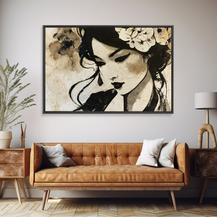 Mixed Media Woman Canvas Print, Eclectic Art, Wall Art, Living Room Decor, Oil Painting, Eclectic, Printables, ECL-3x2-12
