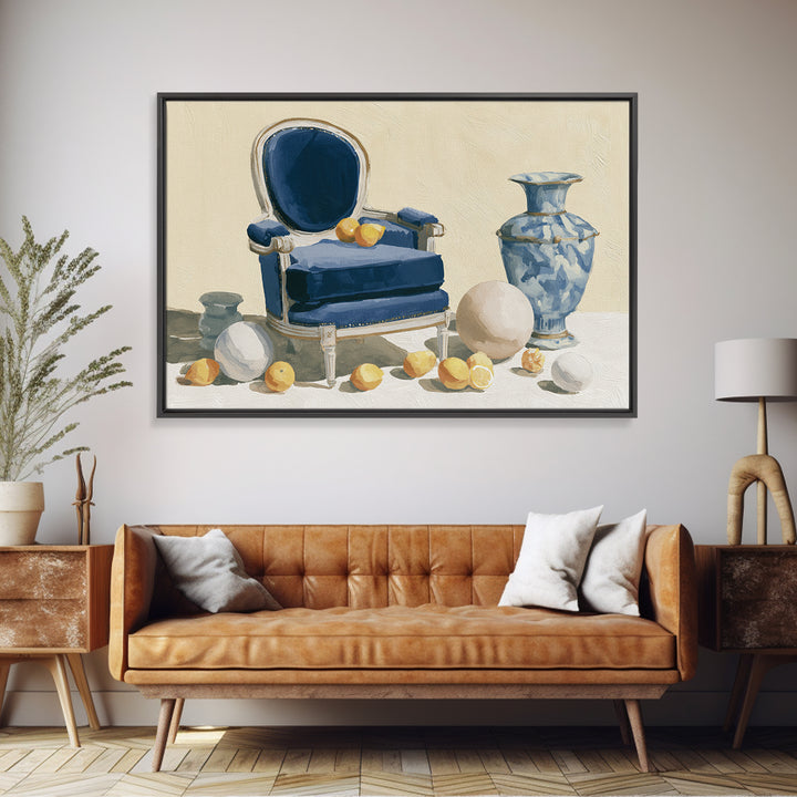 Whimsical Chair Still Life Framed Canvas Print, Eclectic Art, Living Room Decor, Fine Art, Eclectic, Textured Painting, ECL-3x2-18