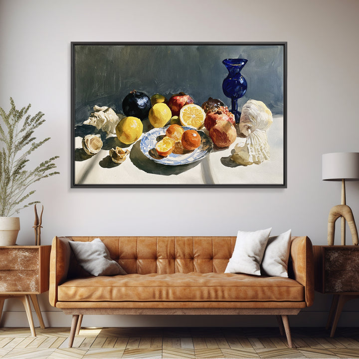 Bold Maximalist Still Life Framed Canvas Print, Eclectic Art, Oil Painting, Living Room Decor, Eclectic, Dopamine Decor, ECL-3x2-31