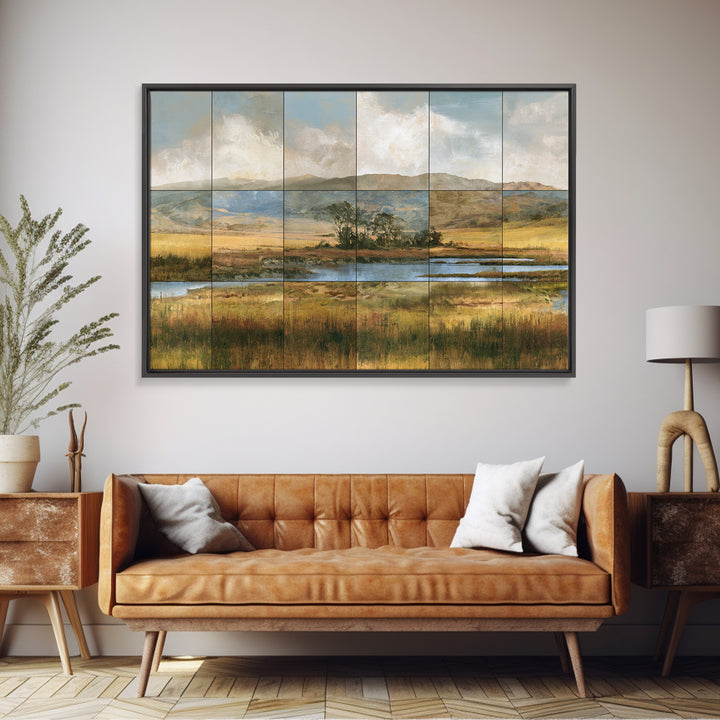 Bohemian Patchwork Landscape Canvas Print, Eclectic Art, Fine Art Print, Living Room Decor, Fine Art, Eclectic, Digital Prints, ECL-3x2-4