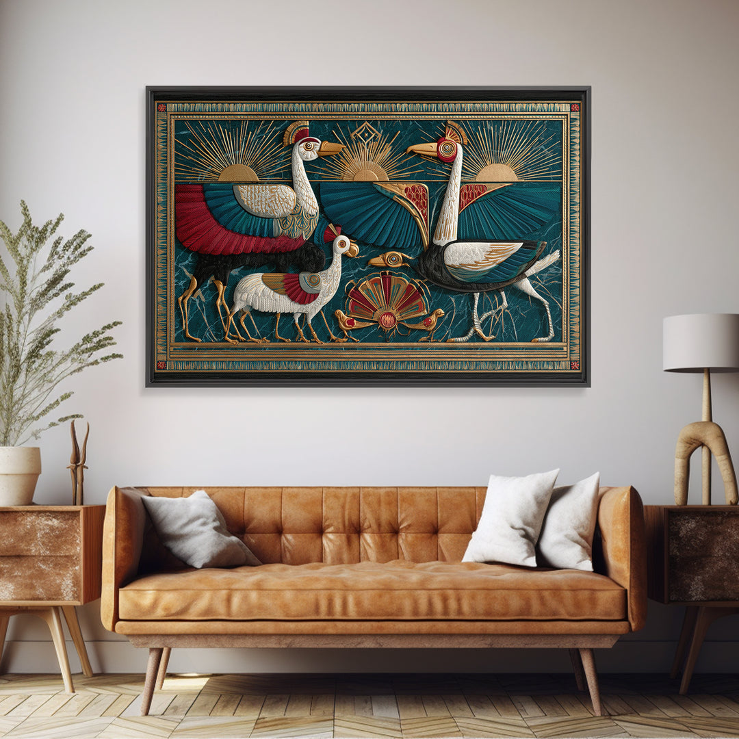 Folk Animal Parade Canvas Print, Eclectic Art, Digital Prints, Living Room Decor, Eclectic, Original Art, Abstract Art, ECL-3x2-49
