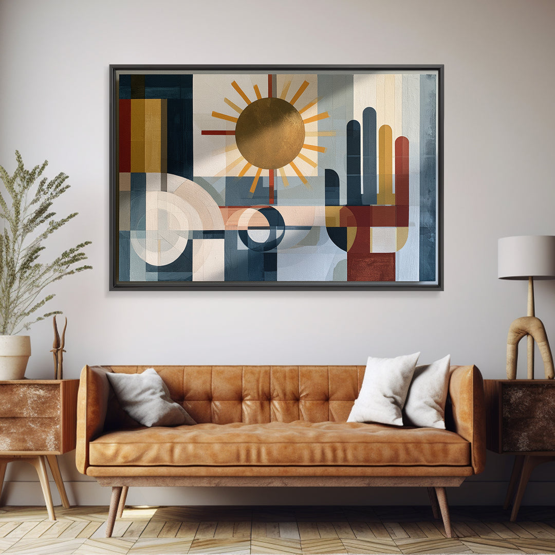 Geometric Sun and Hand Motif Canvas Print, Eclectic Art, Fine Art Print, Living Room Decor, Abstract Art, Eclectic, ECL-3x2-67