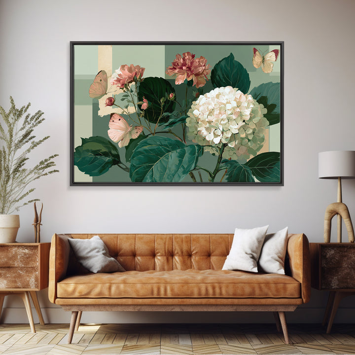 Botanical Collage with Butterflies and Old Paper Canvas Print, Eclectic Art, Printable, Living Room Decor, Fine Art, Eclectic, ECL-3x2-89