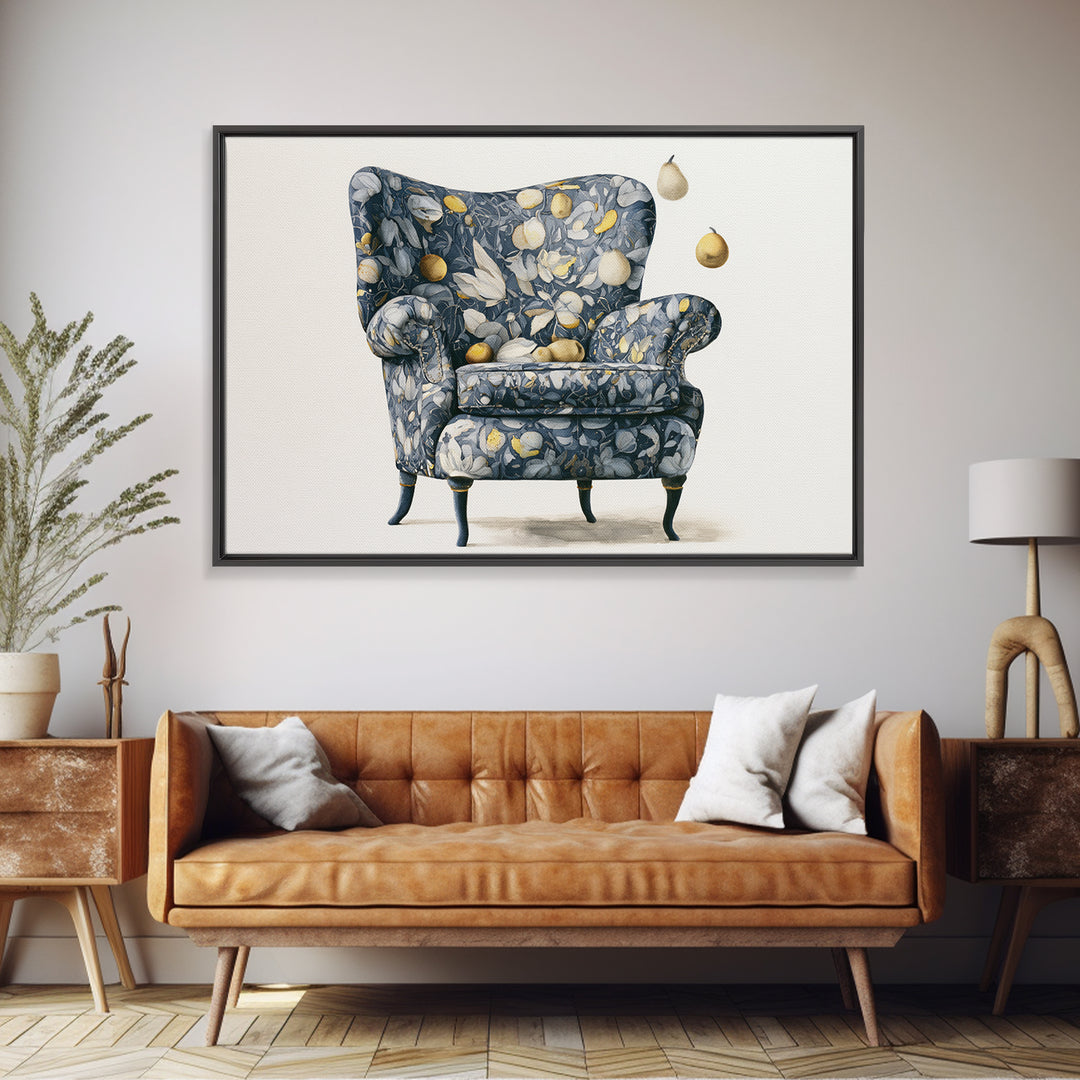 Whimsical Chair Still Life Framed Canvas Print, Eclectic Art, Luxury Decor, Living Room Decor, Fine Art, Eclectic, Art Print, ECL-3x2-90