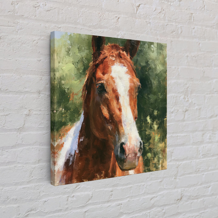 Chestnut Horse Portrait Framed Canvas Print, Equestrian Art, Statement Artwork, Living Room Decor, Fine Art, Equestrian, EQU-1x1-33