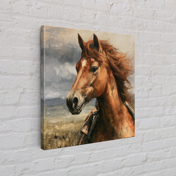 Chestnut Horse Portrait Framed Canvas Print, Equestrian Art, Statement Artwork, Living Room Decor, Fine Art, Equestrian, EQU-1x1-57