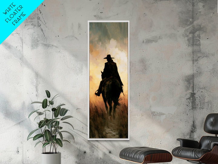 Equestrian Rider Silhouette at Sunrise Framed Canvas Print, Equestrian Art, Living Room Decor, Abstract Art, Equestrian, EQU-1x3-15