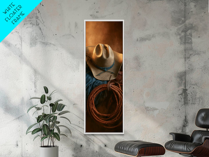 Cowgirl Hat and Reins Still Life Framed Canvas Print, Equestrian Art, Digital Print, Living Room Decor, Fine Art, Equestrian, EQU-1x3-47