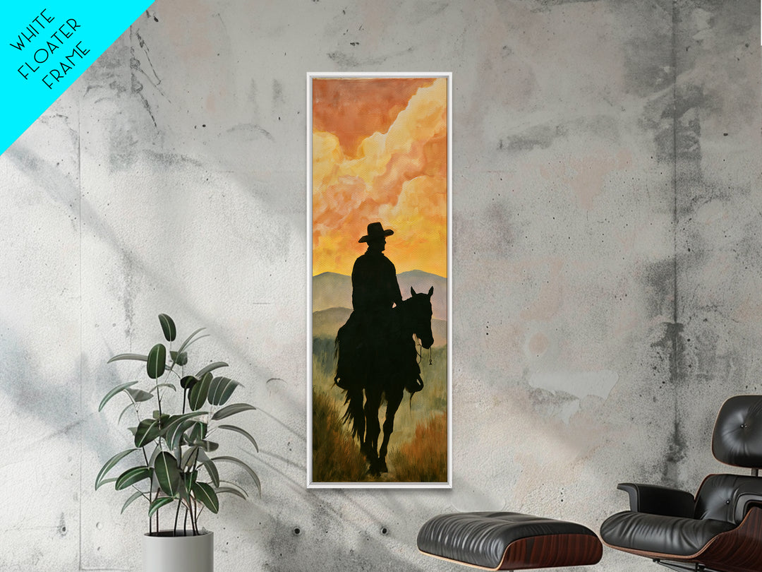 Equestrian Rider Silhouette at Sunrise Canvas Print, Equestrian Art, French Country Decor, Living Room Decor, Equestrian, EQU-1x3-87