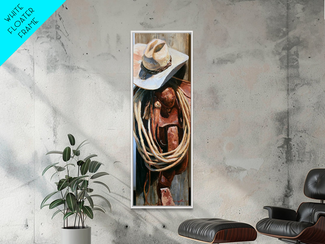 Cowgirl Hat and Reins Still Life Canvas Print, Equestrian Art, Gallery Wall, Living Room Decor, Fine Art, Equestrian, EQU-1x3-95