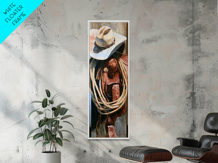 Cowgirl Hat and Reins Still Life Canvas Print, Equestrian Art, Gallery Wall, Living Room Decor, Fine Art, Equestrian, EQU-1x3-95