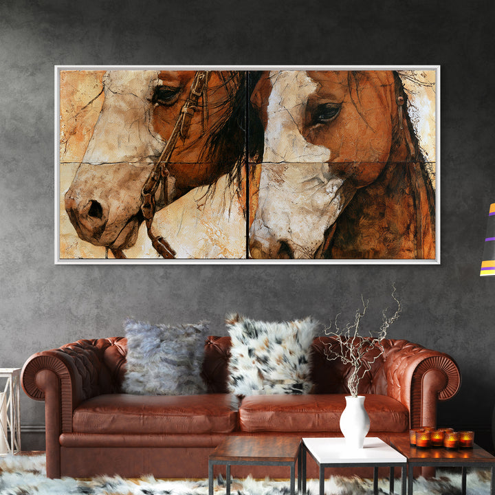 Horse Head Rendered Canvas Print, Equestrian Art, Living Room Decor, Abstract Art, Equestrian, Modern Wall Art, EQU-2x1-74