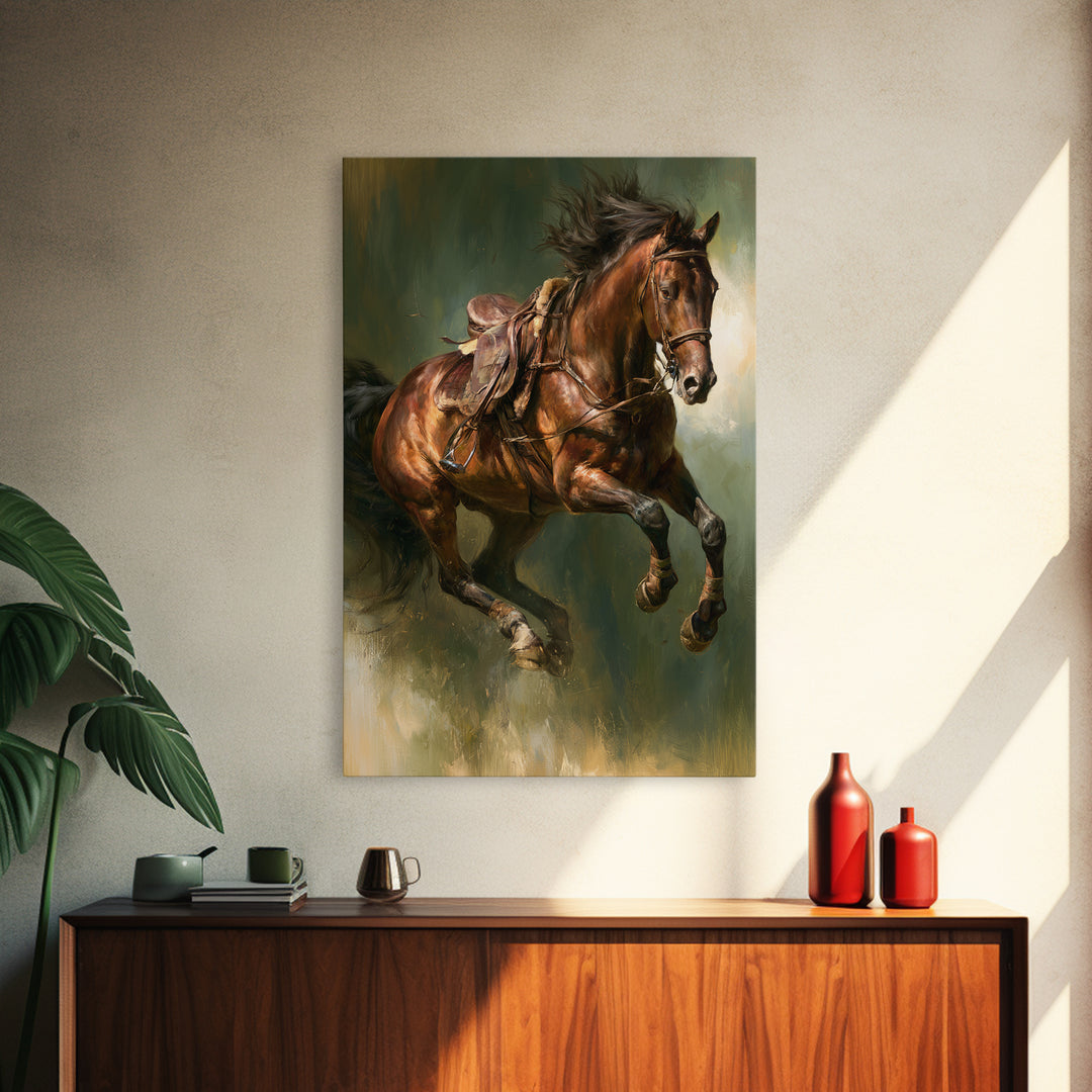 Show Jumping Horse Mid Leap Canvas Print, Equestrian Art, Gallery Decor, Living Room Decor, Fine Art, Equestrian, EQU-2x3-15