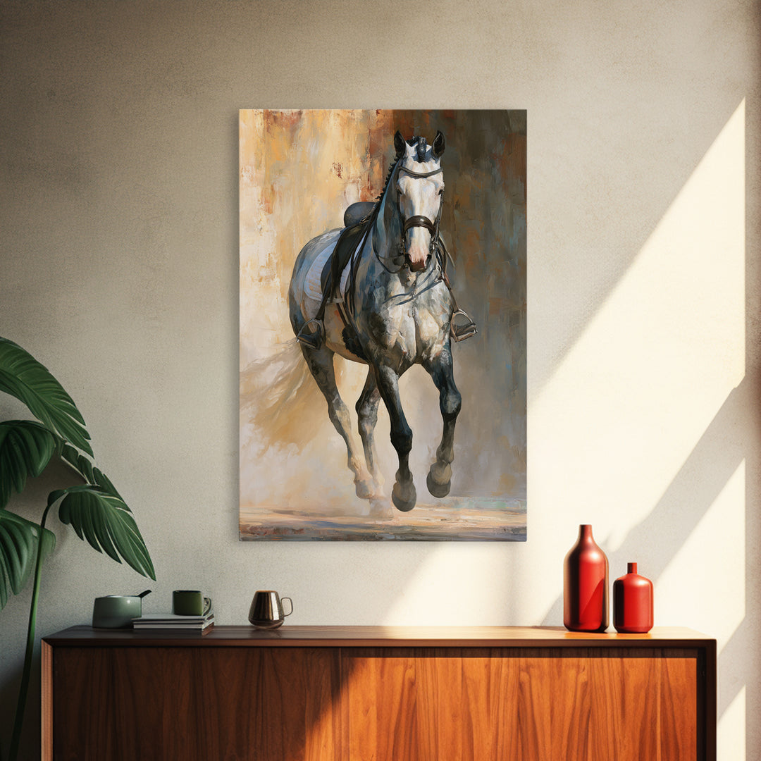Dressage Horse in Refined Classical Pose Canvas Print, Equestrian Art, Home Decor, Living Room Decor, Oil Painting, Equestrian, EQU-2x3-66