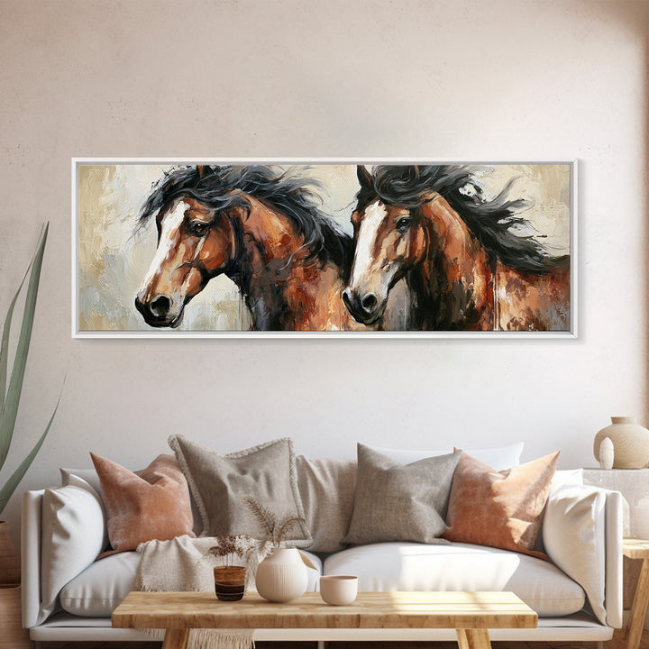 Chestnut Horse Portrait Framed Canvas Print, Equestrian Art, Farmhouse Wall Art, Living Room Decor, Fine Art, Equestrian, EQU-3x1-73