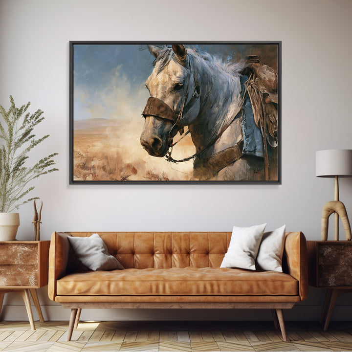Horse Head Rendered Framed Canvas Print, Equestrian Art, Farmhouse Decor, Living Room Decor, Equestrian, French Country Decor, EQU-3x2-10